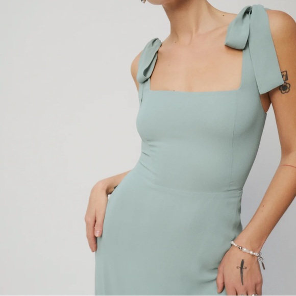 Reformation Westerly Tie Strap Dress in Celadon NWT - Picture 2 of 6